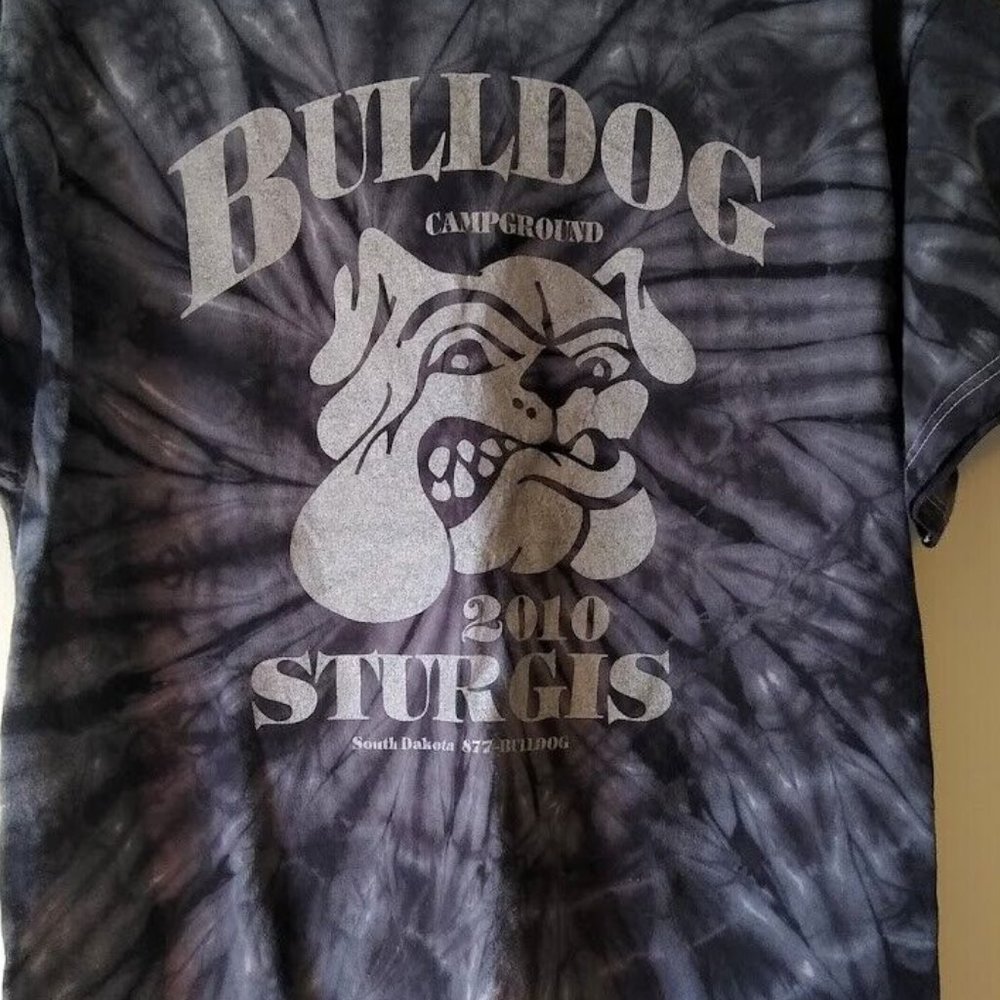 2010 Sturgis Motorcycle Rally Bulldog Campground Black T-Shirt Men's Size Large